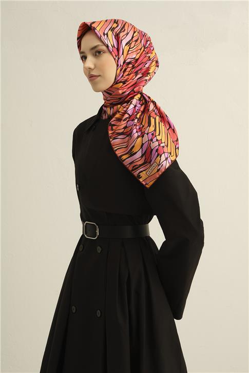 Armine Soyut Desenli Saf İpek Twill Eşarp 9335D 33