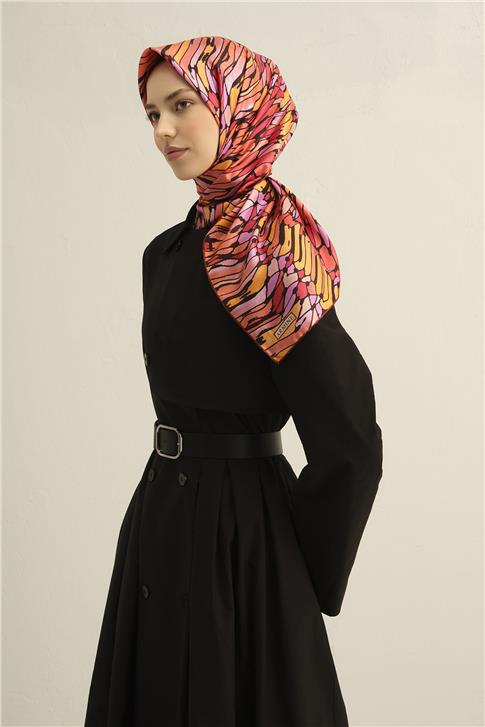 Armine Soyut Desenli Saf İpek Twill Eşarp 9335D 33