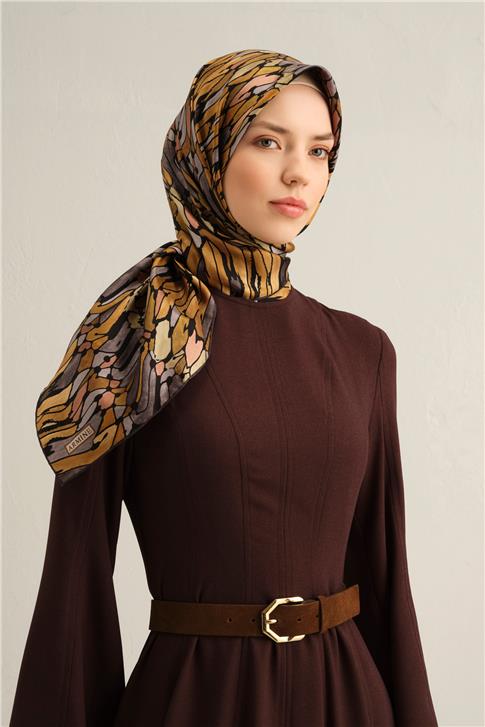 Armine Soyut Desenli Saf İpek Twill Eşarp 9335D 50