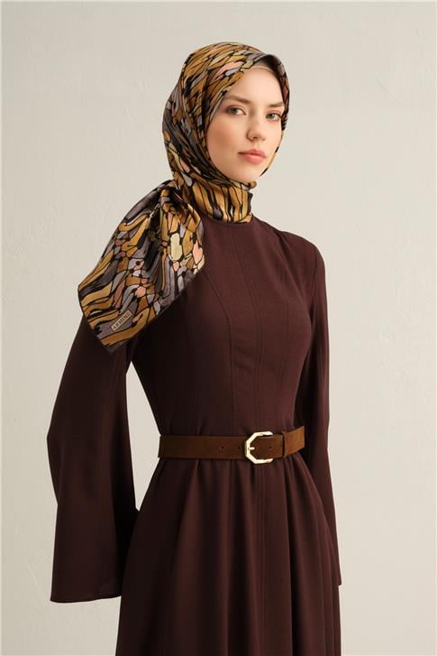 Armine Soyut Desenli Saf İpek Twill Eşarp 9335D 50