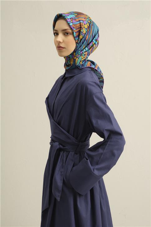 Armine Soyut Desenli Saf İpek Twill Eşarp 9335D 85 