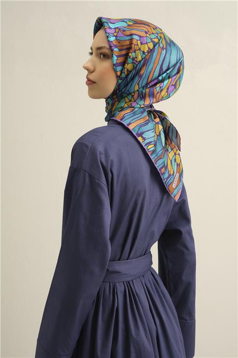 Armine Soyut Desenli Saf İpek Twill Eşarp 9335D 85 