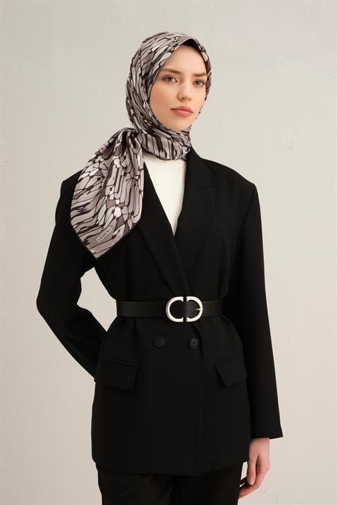 Armine Soyut Desenli Saf İpek Twill Eşarp 9335D 87