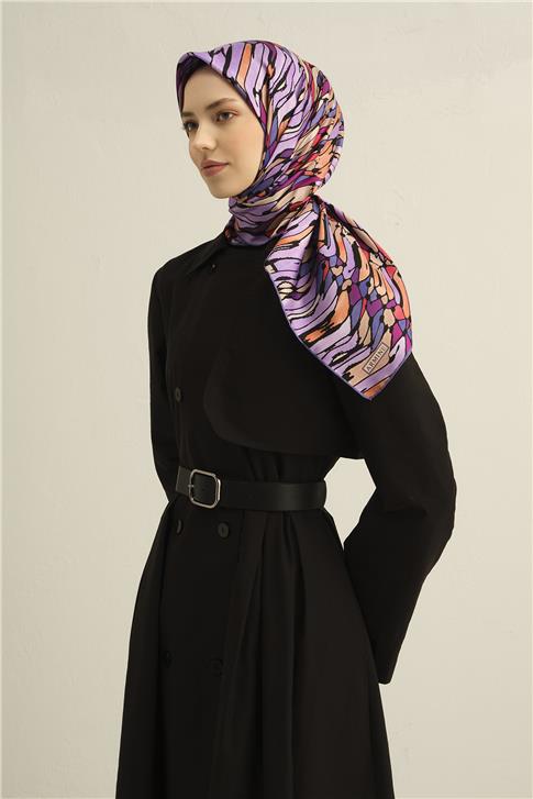 Armine Soyut Desenli Saf İpek Sura Eşarp 9335D 06