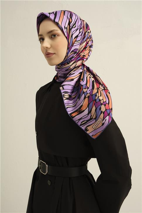 Armine Soyut Desenli Saf İpek Sura Eşarp 9335D 06