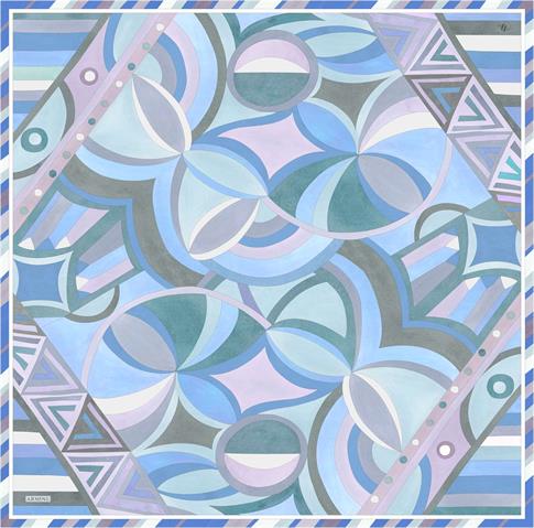 Armine Geometrik Desenli Saf İpek Twill Eşarp 9336D 32 