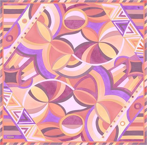 Armine Geometrik Desenli Saf İpek Twill Eşarp 9336D 55