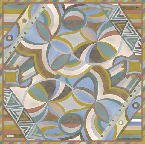 Armine Geometrik Desenli Saf İpek Twill Eşarp 9336D 80