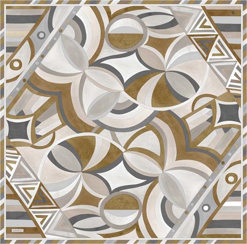 Armine Geometrik Desenli Saf İpek Twill Eşarp 9336D 83