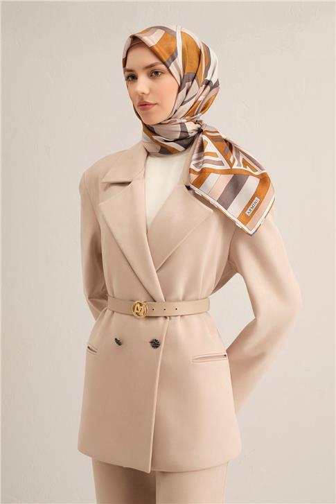 Armine Geometrik Desenli Saf İpek Sura Eşarp 9336D 83