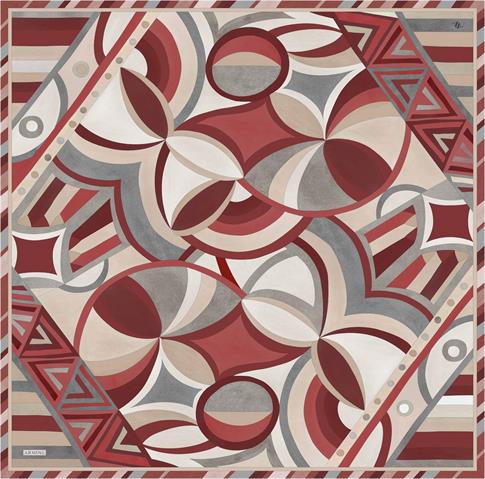 Armine Geometrik Desenli Saf İpek Sura Eşarp 9336D 84 