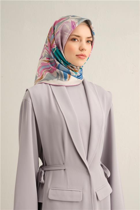 Armine Çiçek Desenli Saf İpek Twill Eşarp 9337D 06