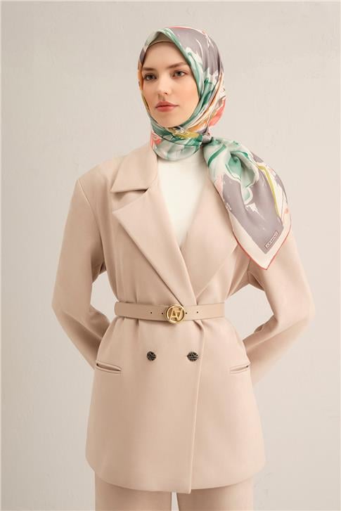 Armine Çiçek Desenli Saf İpek Sura Eşarp 9337D 01