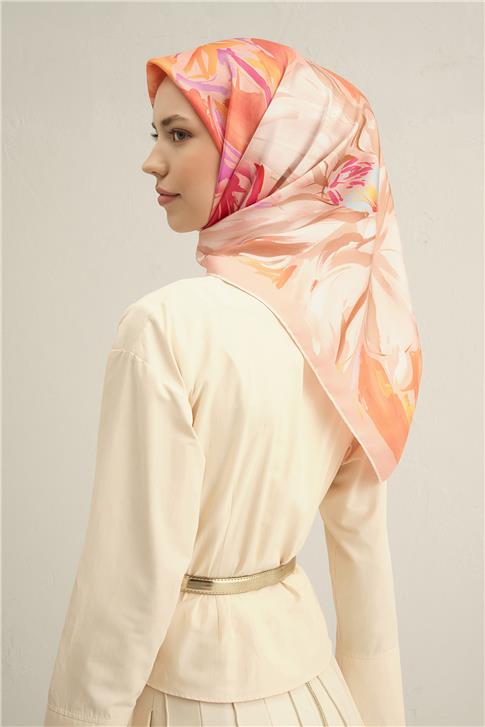 Armine Çiçek Desenli Saf İpek Sura Eşarp 9337D 82