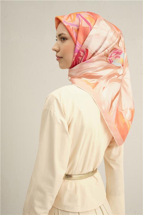 Armine Çiçek Desenli Saf İpek Sura Eşarp 9337D 82