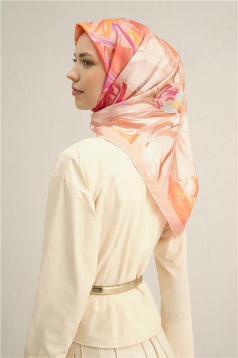 Armine Çiçek Desenli Saf İpek Sura Eşarp 9337D 82