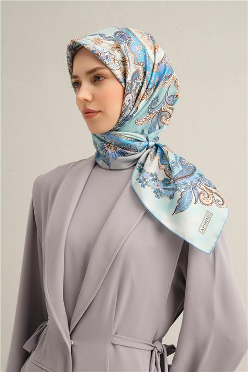 Armine Etnik Desenli Saf İpek Twill Eşarp 9338D 35
