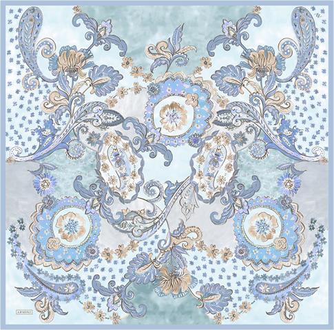 Armine Etnik Desenli Saf İpek Twill Eşarp 9338D 35