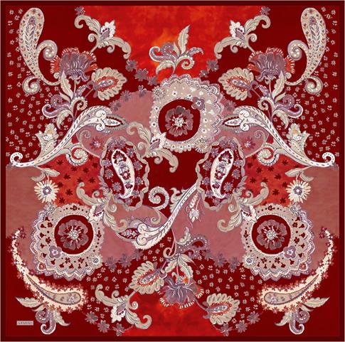 Armine Etnik Desenli Saf İpek Twill Eşarp 9338D 50