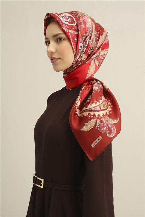 Armine Etnik Desenli Saf İpek Twill Eşarp 9338D 50