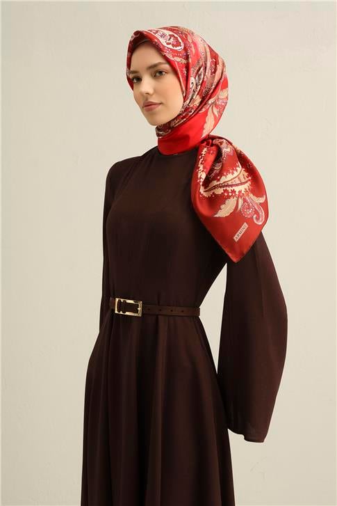 Armine Etnik Desenli Saf İpek Twill Eşarp 9338D 50