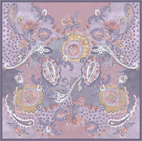 Armine Etnik Desenli Saf İpek Twill Eşarp 9338D 53