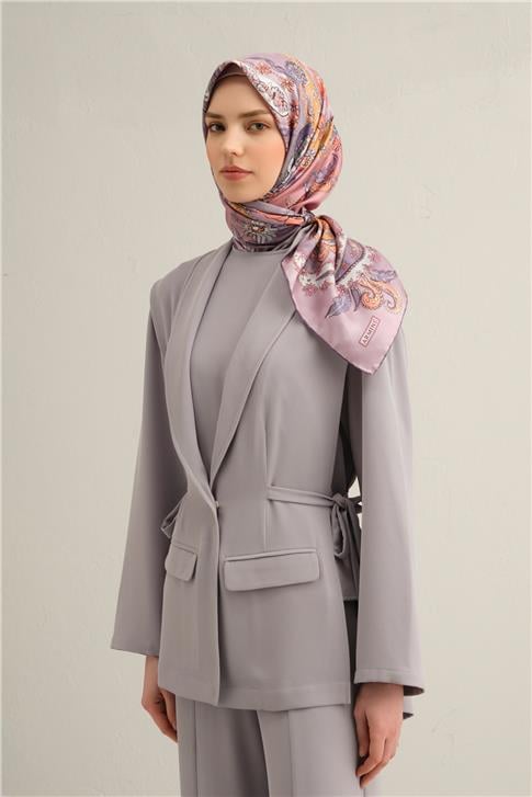 Armine Etnik Desenli Saf İpek Twill Eşarp 9338D 53