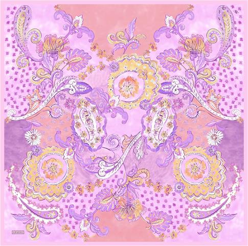 Armine Etnik Desenli Saf İpek Twill Eşarp 9338D 54