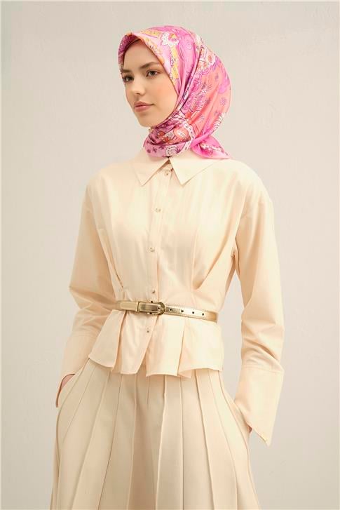 Armine Etnik Desenli Saf İpek Twill Eşarp 9338D 54