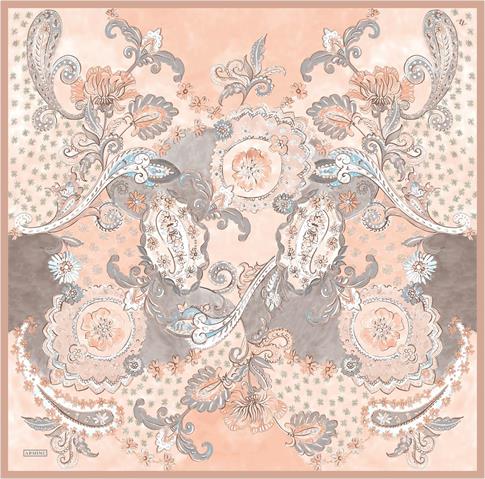 Armine Etnik Desenli Saf İpek Twill Eşarp 9338D 55