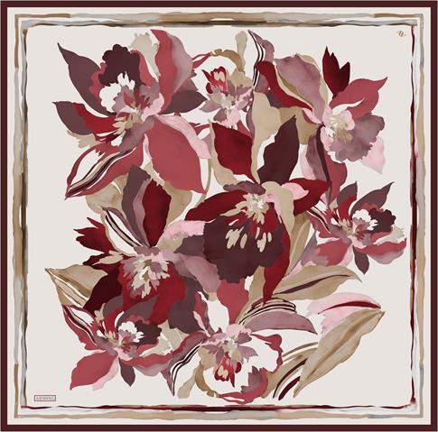 Armine Çiçek Desenli Saf İpek Sura Eşarp 9340D 03