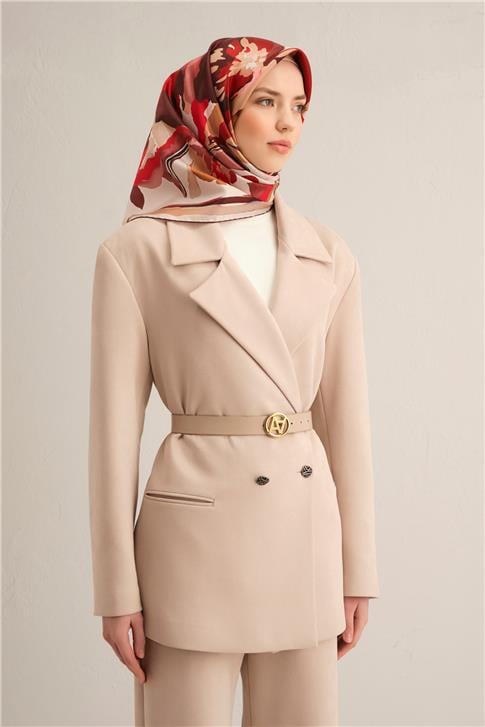 Armine Çiçek Desenli Saf İpek Sura Eşarp 9340D 03