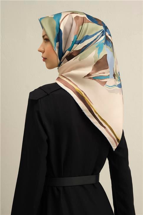 Armine Çiçek Desenli Saf İpek Sura Eşarp 9340D 34