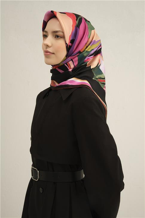 Armine Çiçek Desenli Saf İpek Sura Eşarp 9340D 36