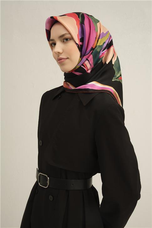 Armine Çiçek Desenli Saf İpek Sura Eşarp 9340D 36