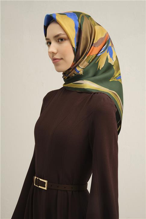 Armine Çiçek Desenli Saf İpek Sura Eşarp 9340D 54