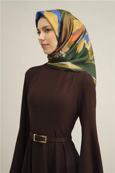 Armine Çiçek Desenli Saf İpek Sura Eşarp 9340D 54