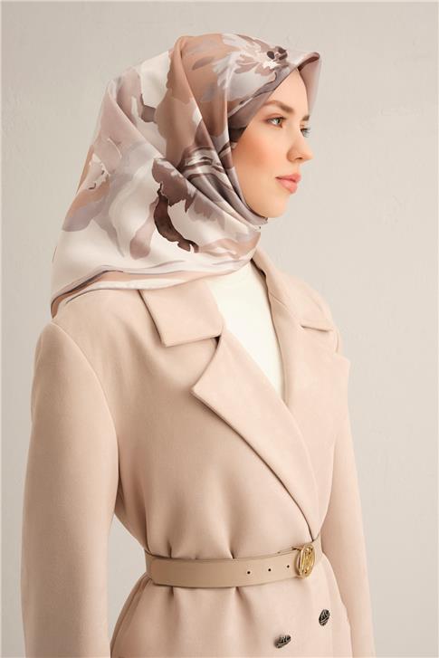 Armine Çiçek Desenli Saf İpek Sura Eşarp 9340D 86