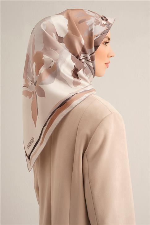 Armine Çiçek Desenli Saf İpek Sura Eşarp 9340D 86