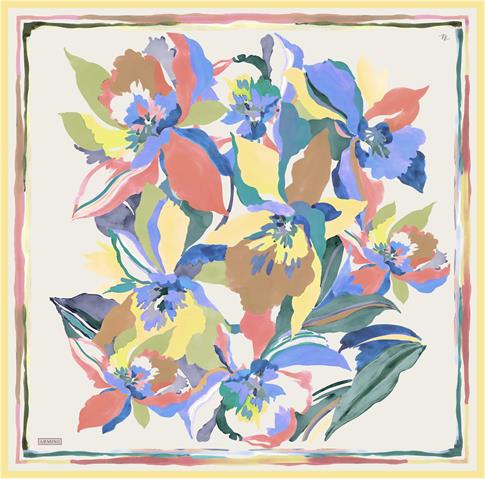 Armine Çiçek Desenli Saf İpek Twill Eşarp 9340D 83