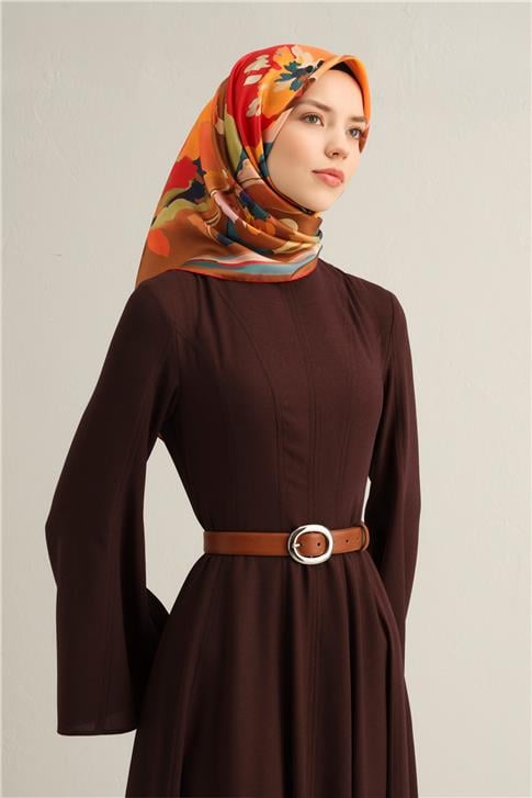 Armine Çiçek Desenli Saf İpek Twill Eşarp 9340D 84 