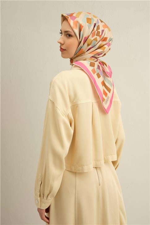 Armine Geometrik Desenli Saf İpek Sura Eşarp 9341D 33