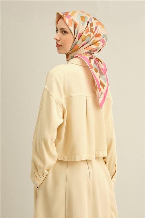 Armine Geometrik Desenli Saf İpek Sura Eşarp 9341D 33