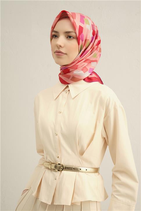 Armine Geometrik Desenli Saf İpek Sura Eşarp 9341D 51