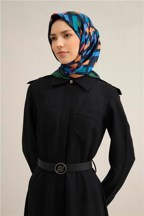 Armine Geometrik Desenli Saf İpek Sura Eşarp 9341D 58