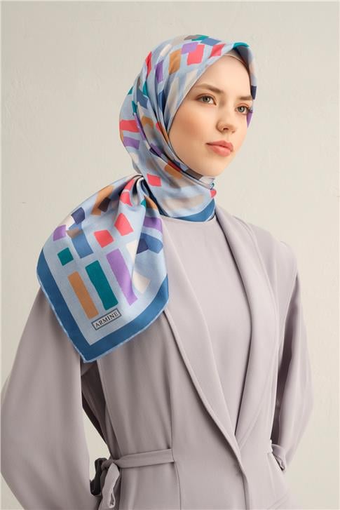 Armine Geometrik Desenli Saf İpek Sura Eşarp 9341D 83