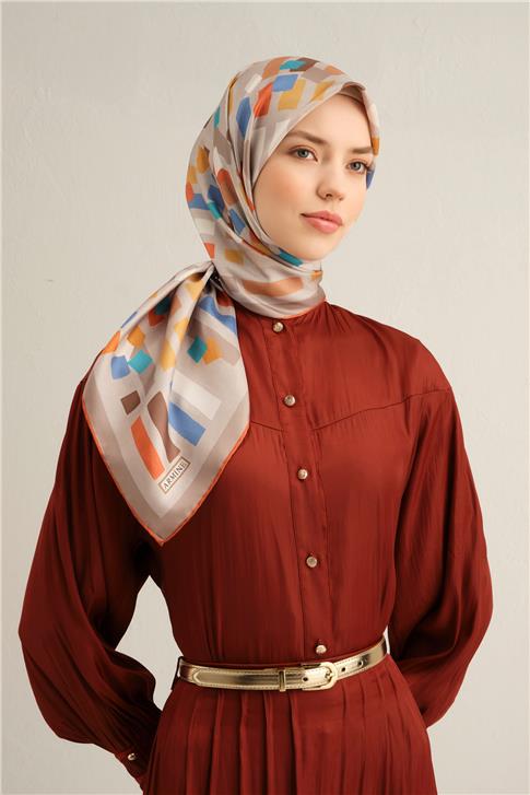Armine Çiçek Desenli İpek Sura Eşarp 9341 02