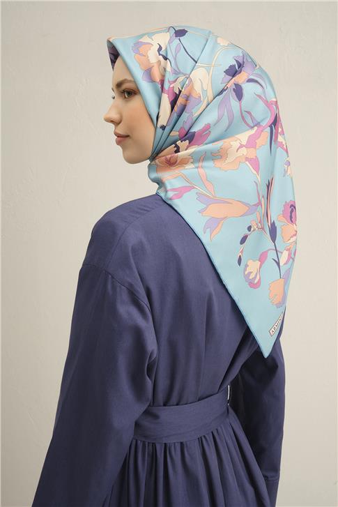 Armine Çiçek Desenli Saf İpek Sura Eşarp 9342D 34