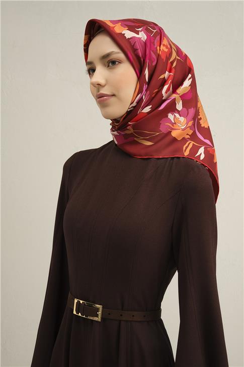 Armine Çiçek Desenli Saf İpek Sura Eşarp 9342D 53