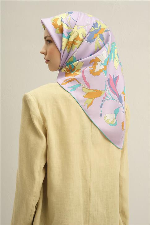 Armine Çiçek Desenli Saf İpek Sura Eşarp 9342D 56